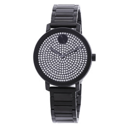 Movado Evolution 2.0 Quartz Gunmetal Paved Dial Ladies Watch - Article: 3601153