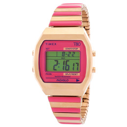 Timex 80 Quartz Digital Pink Dial Expansion Band Ladies Watch TW2W41600VQ
