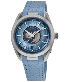 Omega Seamaster Aqua Terra 150M Worldtimer Summer Blue Dial Rubber Strap Men's Watch 220.12.43.22.03.002