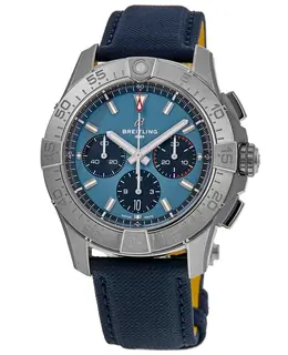 Breitling Avenger B01 Chronograph 44 Automatic Blue Dial Leather Strap Men's Watch AB0147101C1X1, ab0147101c1x1