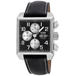 Gevril Herald Square Chronograph Automatic Black Dial Mens Watch 44701