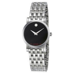Movado Red Label Stainless Steel Ladies Watch with Black Dial - 0606107
