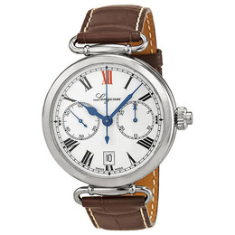 Longines Heritage L27764213 White Dial Brown Leather Mens Chronograph Watch