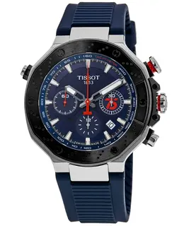 Tissot T-Race MotoGP Limited Edition Mens Watch - Automatic Chronograph Blue Dial Silicone Strap, Model t141.427.27.041.00