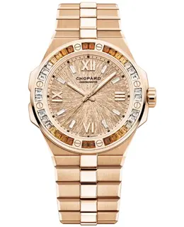 Chopard Alpine Eagle Large Automatic Pink Diamond Dial Sapphire Bezel 18K Rose Gold Men's Watch 295363-5013