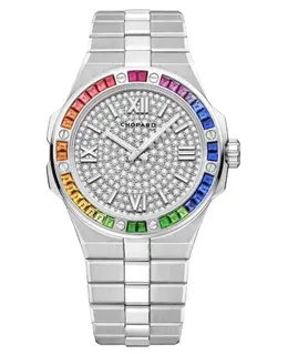 Chopard Alpine Eagle Large Automatic Diamond Dial Sapphire Bezel 18K White Gold Men's Watch 295363-1006