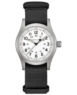 Brand New Authentic Hamilton Khaki Field Mechanical White Dial Fabric Strap Men's Watch h69439910