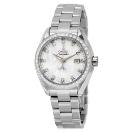 Pre-owned Omega Seamaster Aqua Terra Diamond White Mother of Pearl Dial Ladies Watch Calibre 8520 - Model: 231.15.34.20.55.001