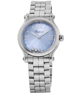 Chopard Happy Sport 30mm Blue Diamond Dial Steel Women's Watch 278590-3010