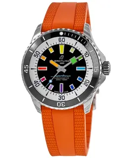 Breitling Superocean Automatic 42 Black Dial Orange Rubber Strap Men's Sports Watch Model A17375211B2S3