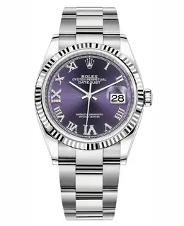Rolex Datejust 36 Authentic Stainless Steel and White Gold with Aubergine Dial m126234-0022