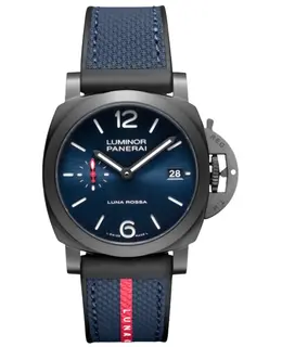Panerai Luminor Quaranta Luna Rossa Limited Edition Automatic Blue Dial Rubber Strap Men's Watch pam01408