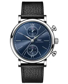 IWC Portofino Chronograph 39 Automatic Blue Dial Black Leather Strap Men's Watch IW391408