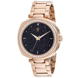 Christian Van Sant Mirabella Quartz Ladies Watch CV0491 - Rose Gold-Tone, Black Dial