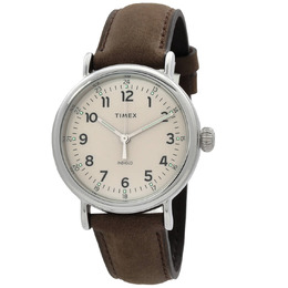 Timex Easy Reader Main Line Mens Quartz Watch with Cream Dial and Brown Leather Strap TW2V27800