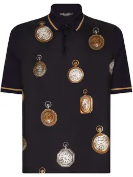 Dolce & Gabbana watches-print silk polo shirt 23608548