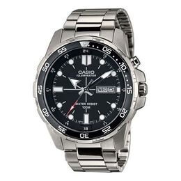 Часы Casio Stainless Steel Strap Unisex Mens Black Analog, черный mtd-1079d-1a | black