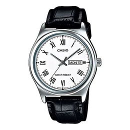 Часы Casio Waterproof Quartz White DialBlack Strap Mens WhiteBlack Analog, белый mtp-v006l-7b | whiteblack