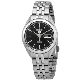 Seiko 5 Black Dial Stainless Steel Mens Watch snkl23j1