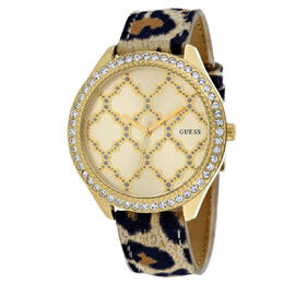 Guess W0579L5 Ladies Dress Quartz Watch - Yellow Gold-tone Stainless Steel Case, Leather Strap