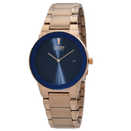 Citizen Eco-Drive Mens Watch AU1066-80L Blue Dial Rose Gold Tone