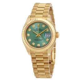Rolex Lady-Datejust 28 Automatic Chronometer Diamond Green Dial Ladies Watch 279178gndp