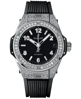 Hublot Big Bang One Click Automatic Black Dial Diamond Set Rubber Strap Men's Watch 465.sx.1170.rx.1604