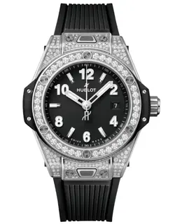 Hublot Big Bang One Click Pave Automatic Diamond Set Black Rubber Strap Women's Watch 485.sx.1170.rx.1604