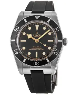 Authentic Tudor Black Bay 54 M79000N-0002, Brushed/Polished Steel Case, Black Dial, Rubber Strap