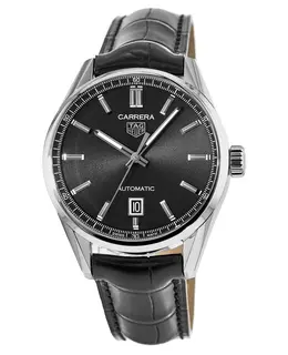 Tag Heuer Carrera Date Automatic Black Dial Leather Strap Men's Watch wbn2110.fc6505