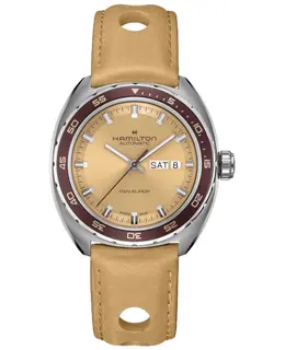 Hamilton American Classic Pan Europ Auto Day-Date Beige Dial Leather Strap Men's Watch h35435820