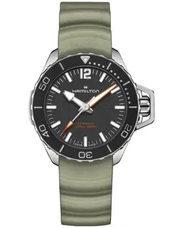 Hamilton H77455331 Khaki Navy Frogman Automatic 41mm Black Dial Rubber Strap Men's Watch