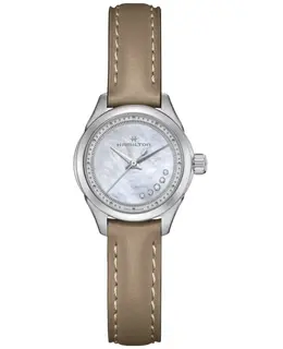 Hamilton Jazzmaster H32111890 Women's Watch - Mother of Pearl Diamond Dial with Brown Leather Strap