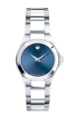 Movado Defio Quartz Ladies Watch, Model 0607309 - Blue Dial with Silver-tone Hands