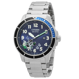 Citizen AW1529-81W Mens Watch Eco-Drive Blue Dial Fixed Aluminum Bezel Batman