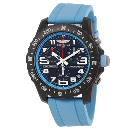 Men's Breitling Endurance Chronograph Quartz Watch with Black Dial and Blue Rubber Strap