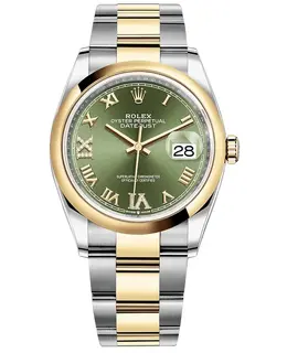 Rolex Datejust 36 Men's Watch - Model M126203-0026 (Yellow Gold & Steel, Olive Green Dial)