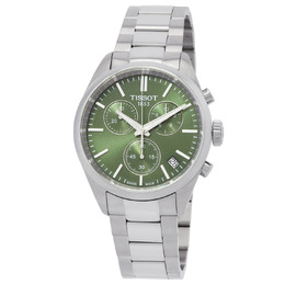 Tissot PR100 Chronograph Quartz Mens Watch, Green Dial with Analog Display, 40mm Case