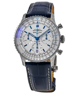 Breitling Navitimer B01 Chronograph 41 Automatic - White Dial, Blue Leather Strap (Ref: AB0139A71G1P1)
