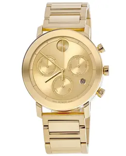 Movado Bold Evolution Chronograph Men's Watch 3600811 Champagne Dial Yellow Gold Tone Steel Case