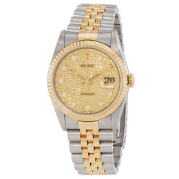 Pre-owned Pre-owned Pre-owned Rolex Datejust Automatic Diamond Champagne Dial Mens Watch 16233 SJDJ 16233 cjd