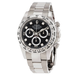 Rolex Daytona Chronograph Automatic Chronometer Diamond Black Dial Mens Watch 116509-0055