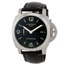 Pre-owned Panerai Luminor 1950 3 Days GMT Automatic Black Dial Mens Watch PAM00320