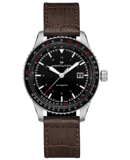 Hamilton Khaki Aviation Converter Auto Black Dial Leather Strap Men's Watch h76615530
