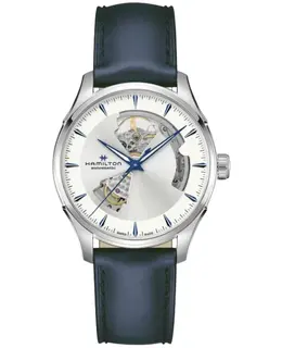 New Hamilton Jazzmaster H32675650 Open Heart Automatic Silver Dial Men Leather Strap Watch