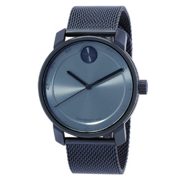 Movado Bold Mens Quartz Watch 3600959 Blue Dial Steel