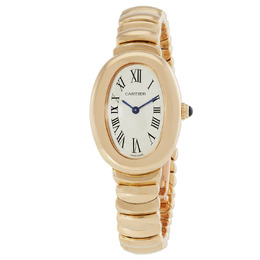 Cartier Baignoire Small 18kt Yellow Gold Quartz Silver Dial Ladies Watch WGBA0013
