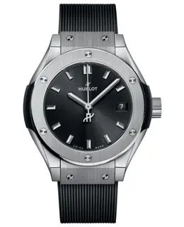 Hublot Classic Fusion Unico Titanium Quartz Black Dial Rubber Strap Women's Watch 591.nx.1470.rx