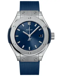 Hublot Classic Fusion Blue Titanium Quartz Rubber Strap Women's Watch 591.nx.7170.rx