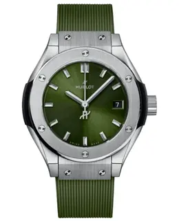 Hublot Classic Fusion Titanium 29mm Quartz Green Dial Rubber Strap Women's Watch 591.nx.8970.rx